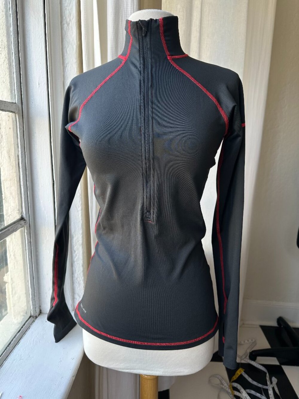 Nike Pro Dri-FIT Black Red Half Zip Long Sleeve Training Top Women’s S